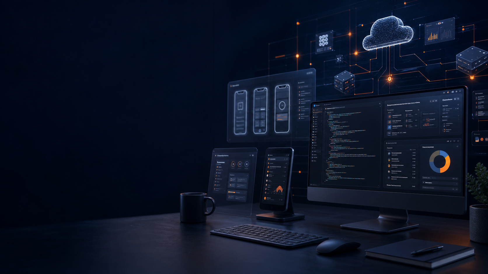 Modern software dashboards and cloud infrastructure interface